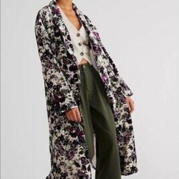 Free People Simonne Purple and Grey Lined Duster. NWOT